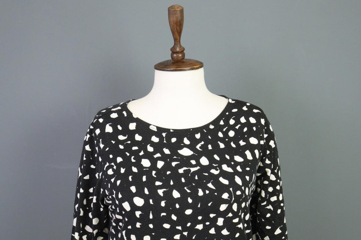MARIMEKKO Black Printed A-Line Relaxed 3/4 Sleeve Tunic Dress – Size S