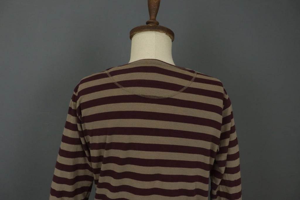 GUDRUN SJODEN Brown Striped Organic Cotton Long Sleeve Pullover Blouse Top Sz L