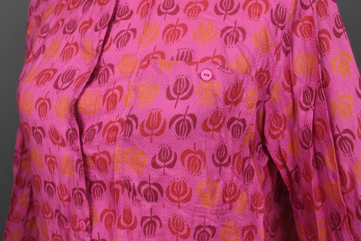 GUDRUN SJÖDEN Multicolor Floral Front Pocket Long Sleeve Button Front Shirt M/L