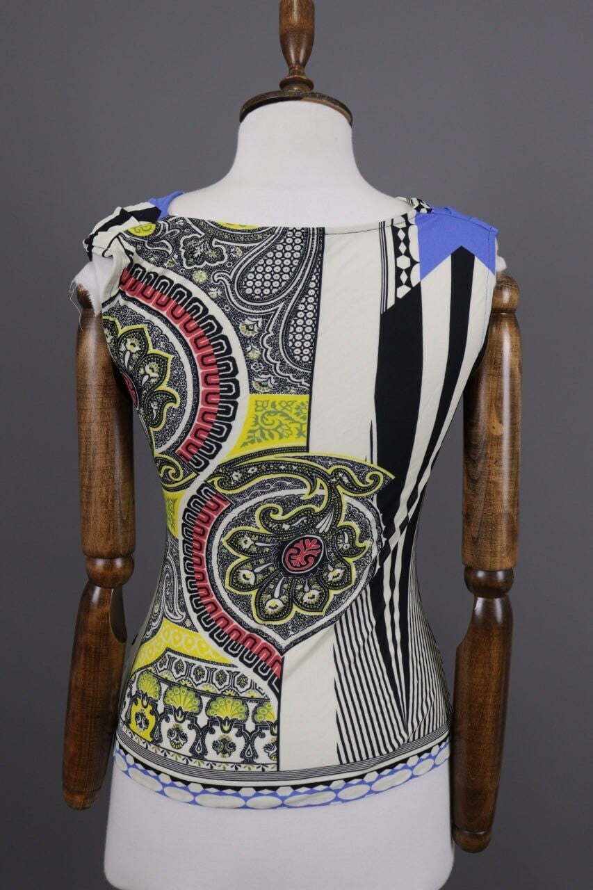 Etro Milano Multicolour Floral Paisley Sleeveless Blouse Top Shirt – Size 40