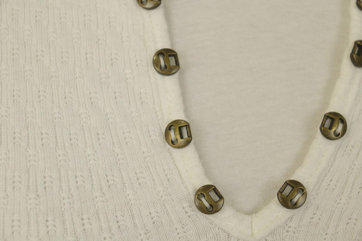 JUST CAVALLI White Knitted Long Sleeve V-Neck Stretch Pullover Sweater – Size 50
