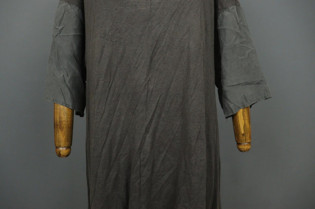 GUDRUN SJODEN Gray Linen Blend Round Neck Asymmetrical Hem Sweater Dress – Size XL