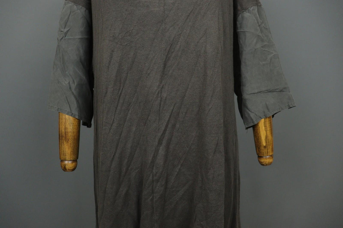 GUDRUN SJODEN Gray Linen Blend Round Neck Asymmetrical Hem Sweater Dress – Size XL