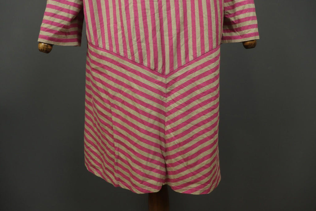 GUDRUN SJODEN Pink Tan Striped Organic Cotton Round Neck Maxi Dress – Size 2XL