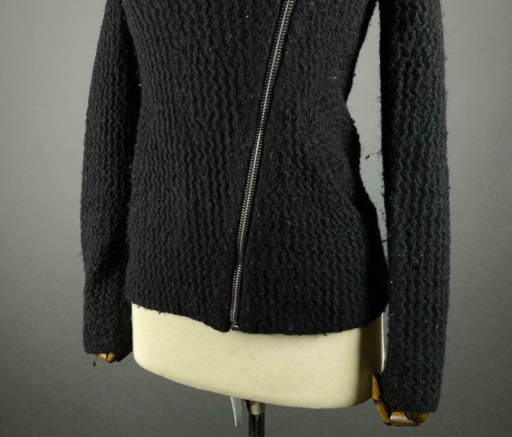 IRO Cody Black Shawl Asymmetric Zip Up Wool Jacket – Size 38
