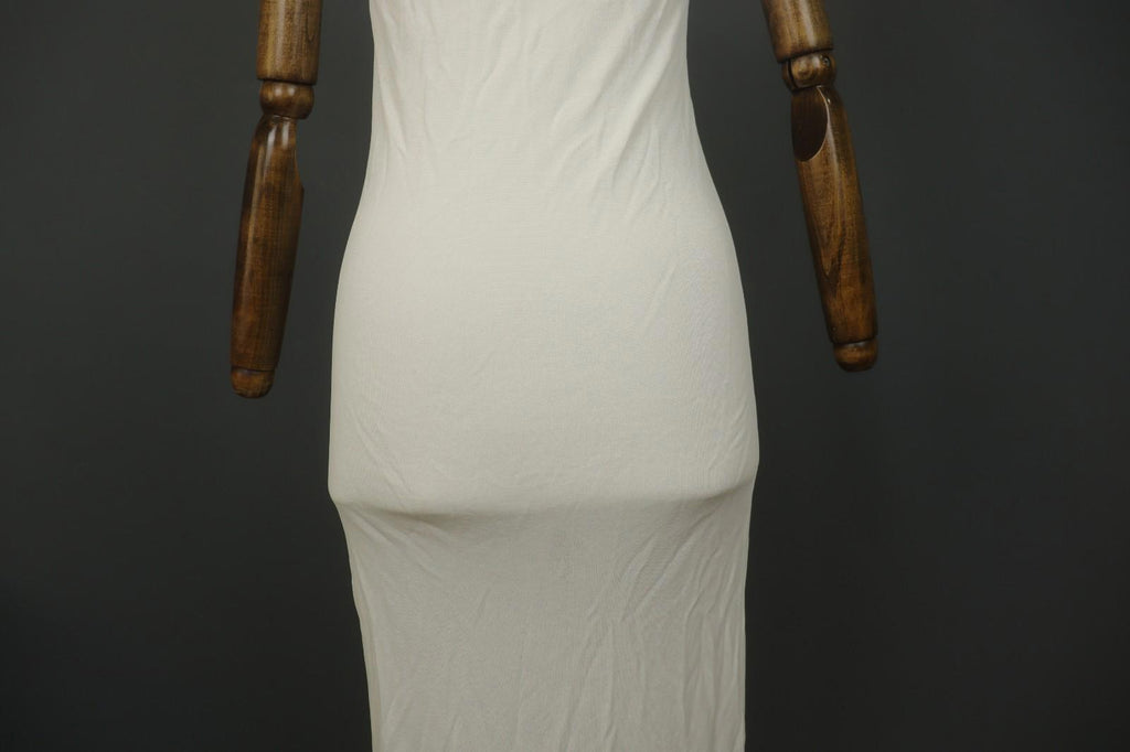 SARAH PACINI White Viscose Stretch Round Neck Spaghetti Strap Maxi Dress – Size 2