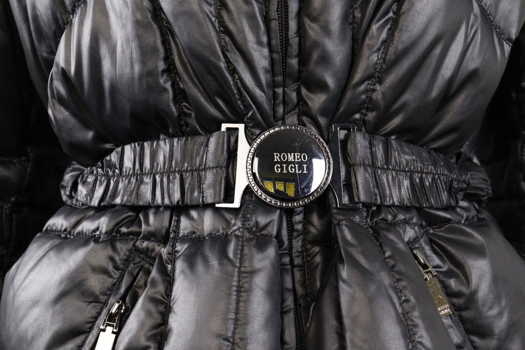 Romeo Gigli Full Zip Quilted Belted Puffer Down Overcoat Jacket – Women's L