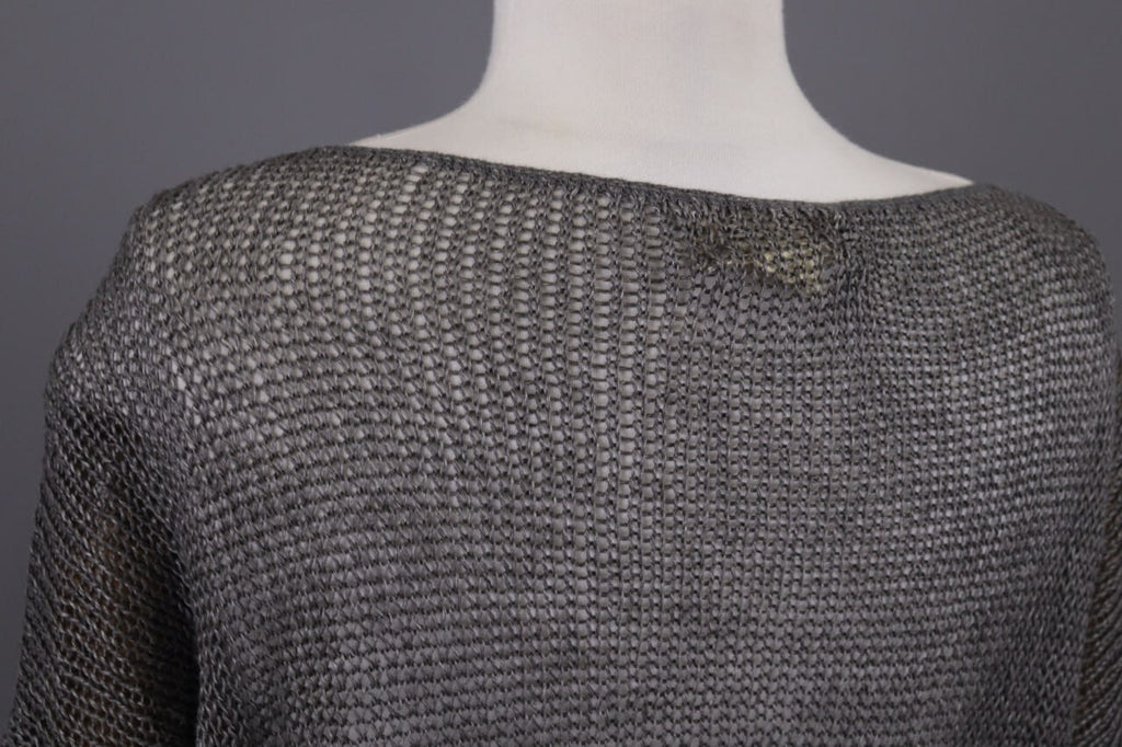 Denim & Supply Ralph Lauren Gray Open Knit Linen Crochet Knit Sweater – Size S