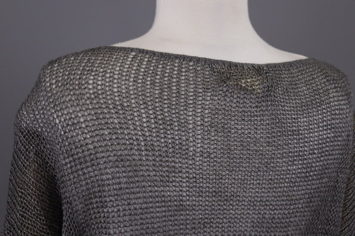 Denim & Supply Ralph Lauren Gray Open Knit Linen Crochet Knit Sweater – Size S