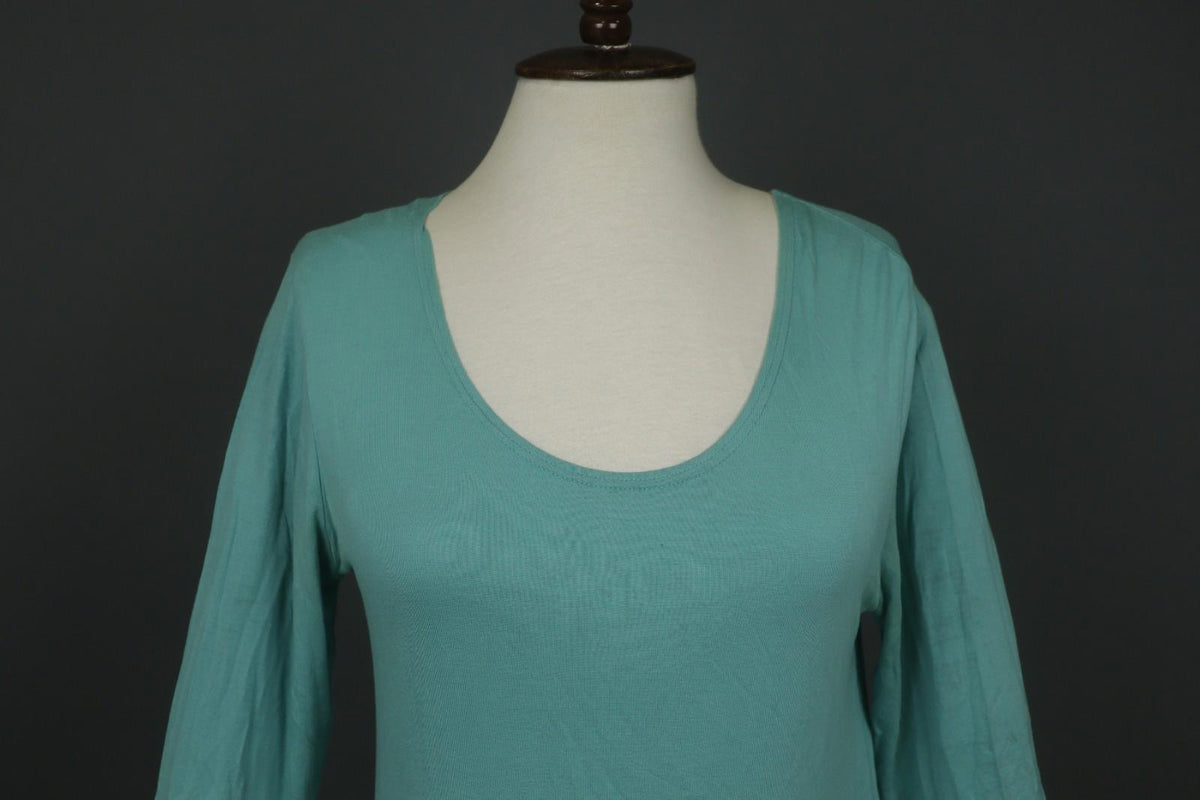 GUDRUN SJODEN Green Modal Knit Round Neck Long Sleeve Blouse Tunic Top – Size M