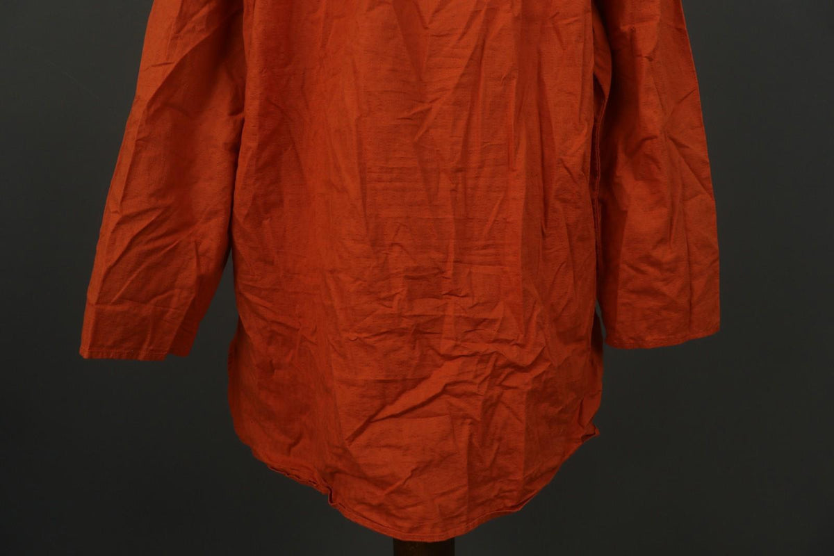 GUDRUN SJODEN Orange Cotton Long Sleeve V-Neck Button Front Shirt Dress – Size M