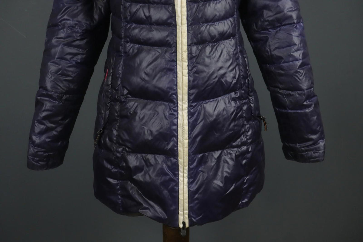 KJUS Purple Long Sleeve Mock Neck Zip Pocket Full Zip Hooded Puffer Jacket Sz S