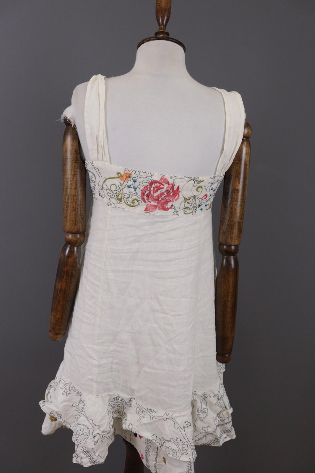 IVKO Printed Floral White Sleeveless Summer A-Line Tank Dress – Size 40 L