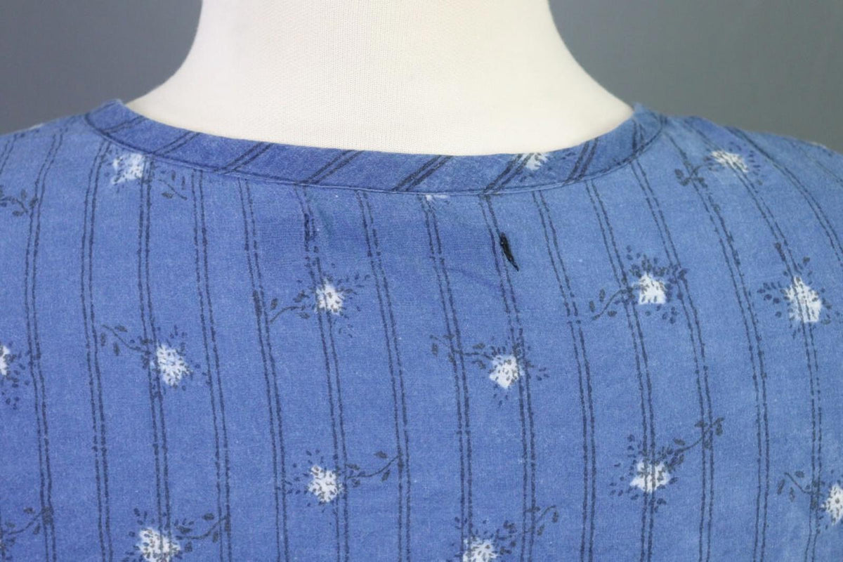GUDRUN SJODEN Blue Floral Button Up Long Sleeve Top Shirt – Size S