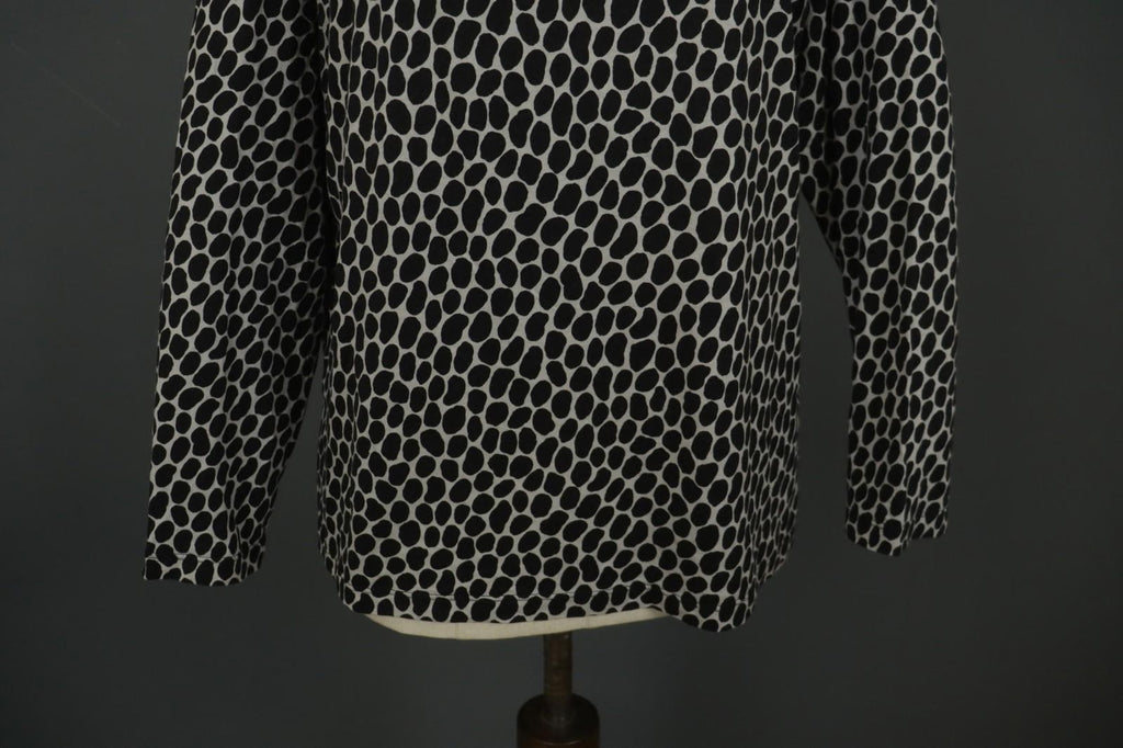 GUDRUN SJODEN Black & White Cotton Long Sleeve Round Neck Blouse Top – Size XL