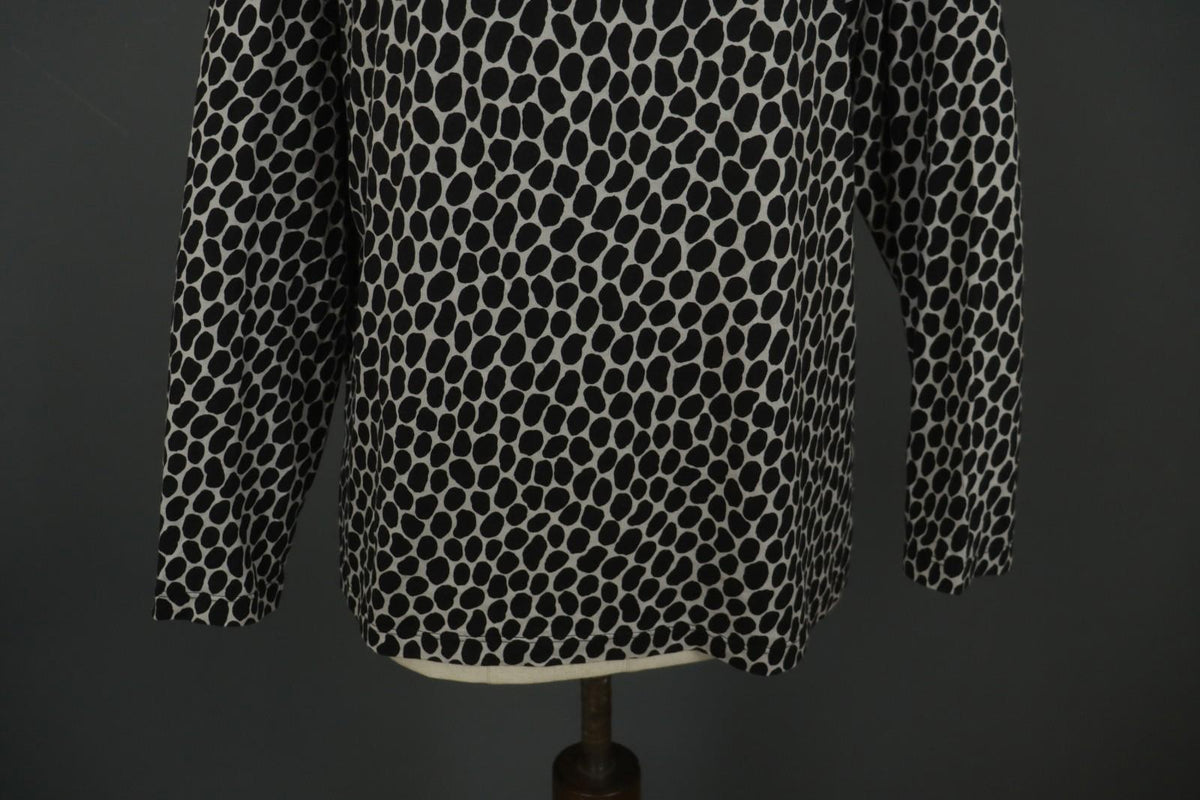 GUDRUN SJODEN Black & White Cotton Long Sleeve Round Neck Blouse Top – Size XL