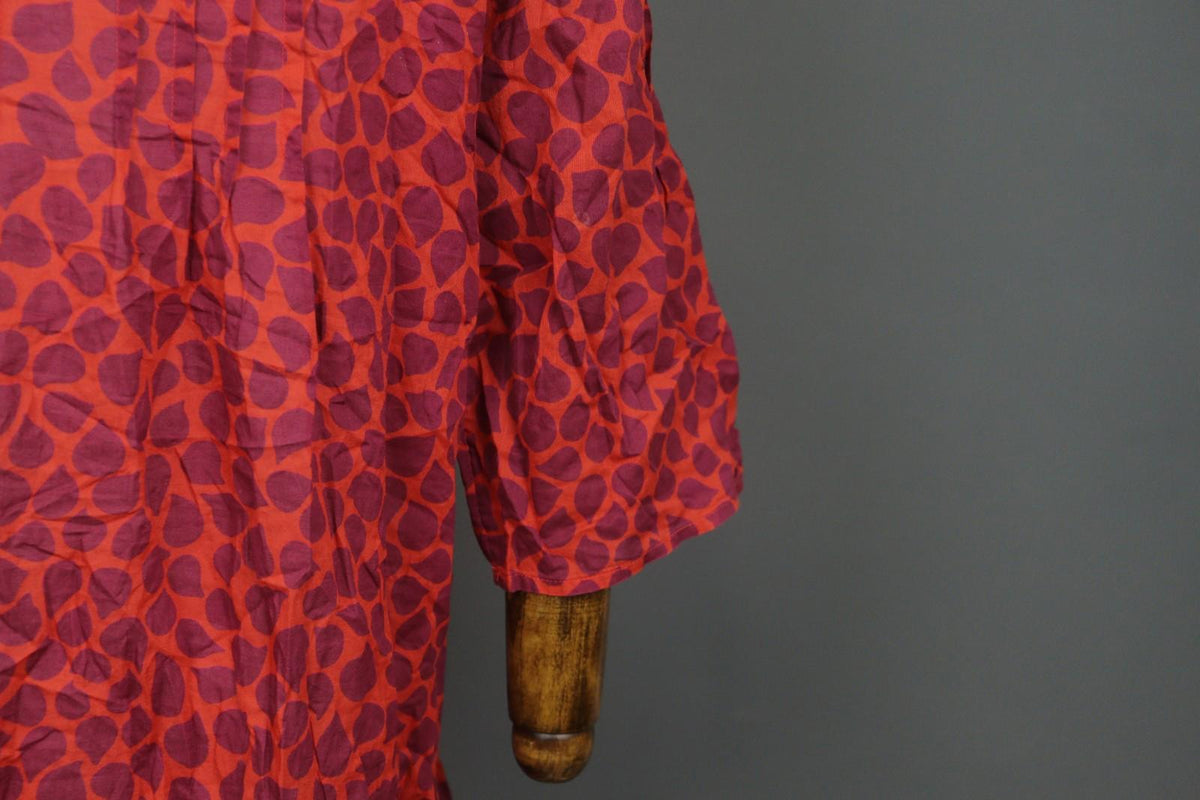 GUDRUN SJODEN Orange Abstract Casual Long Sleeve Button Front Shirt Dress – Size S