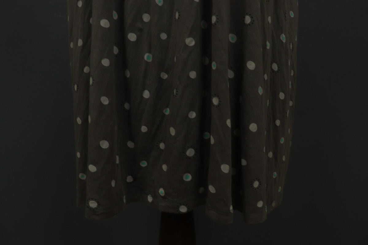 GUDRUN SJODEN Gray Polka Dot Lyocell Long Sleeve Round Neck Shift Dress – Size XL