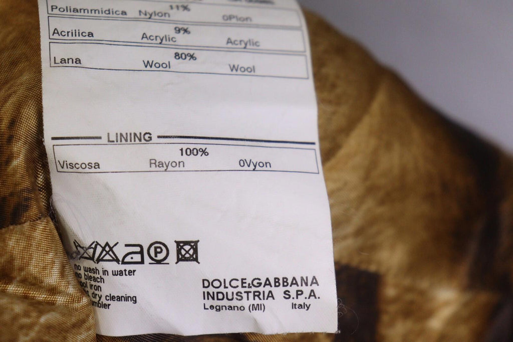 DOLCE&GABBANA Brown and Black Wool Full Zip Sweater with Blazer Jacket – Size 42