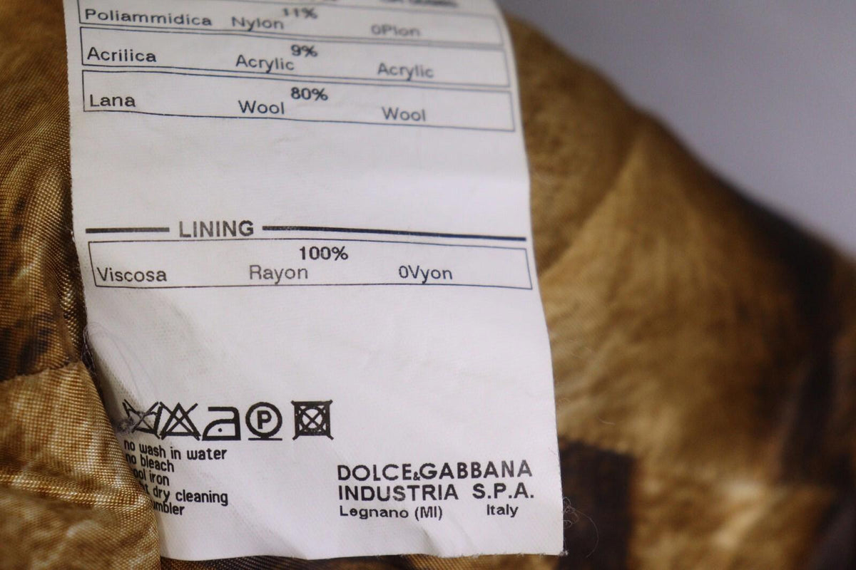 DOLCE&GABBANA Brown and Black Wool Full Zip Sweater with Blazer Jacket – Size 42