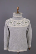DEVOLD Gray Vintage Fair Isle Turtle Neck Wool Knit Ski Sweater – Size M