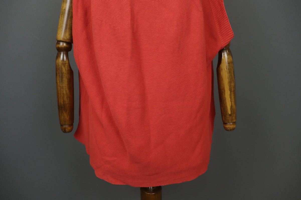 OSKA Red Knit Asymmetrical Cotton Short Sleeve Round Neck Pullover Sweater Sz 4