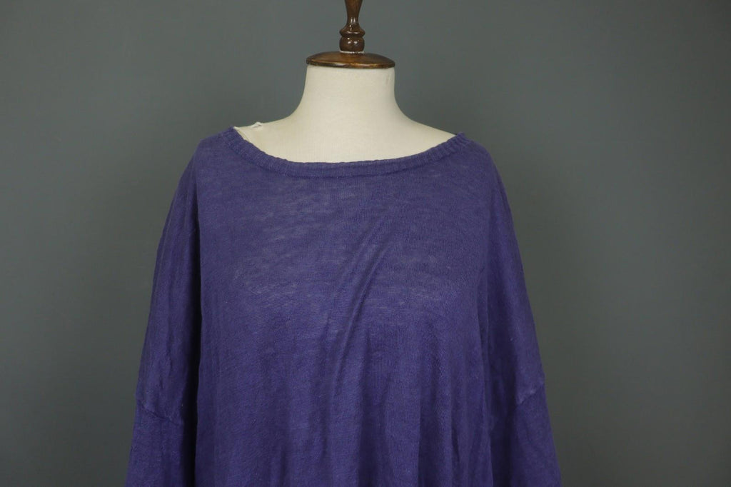 GUDRUN SJODEN Purple 100% Linen Relaxed Fit Round Neck Shift Dress – Size 2XL