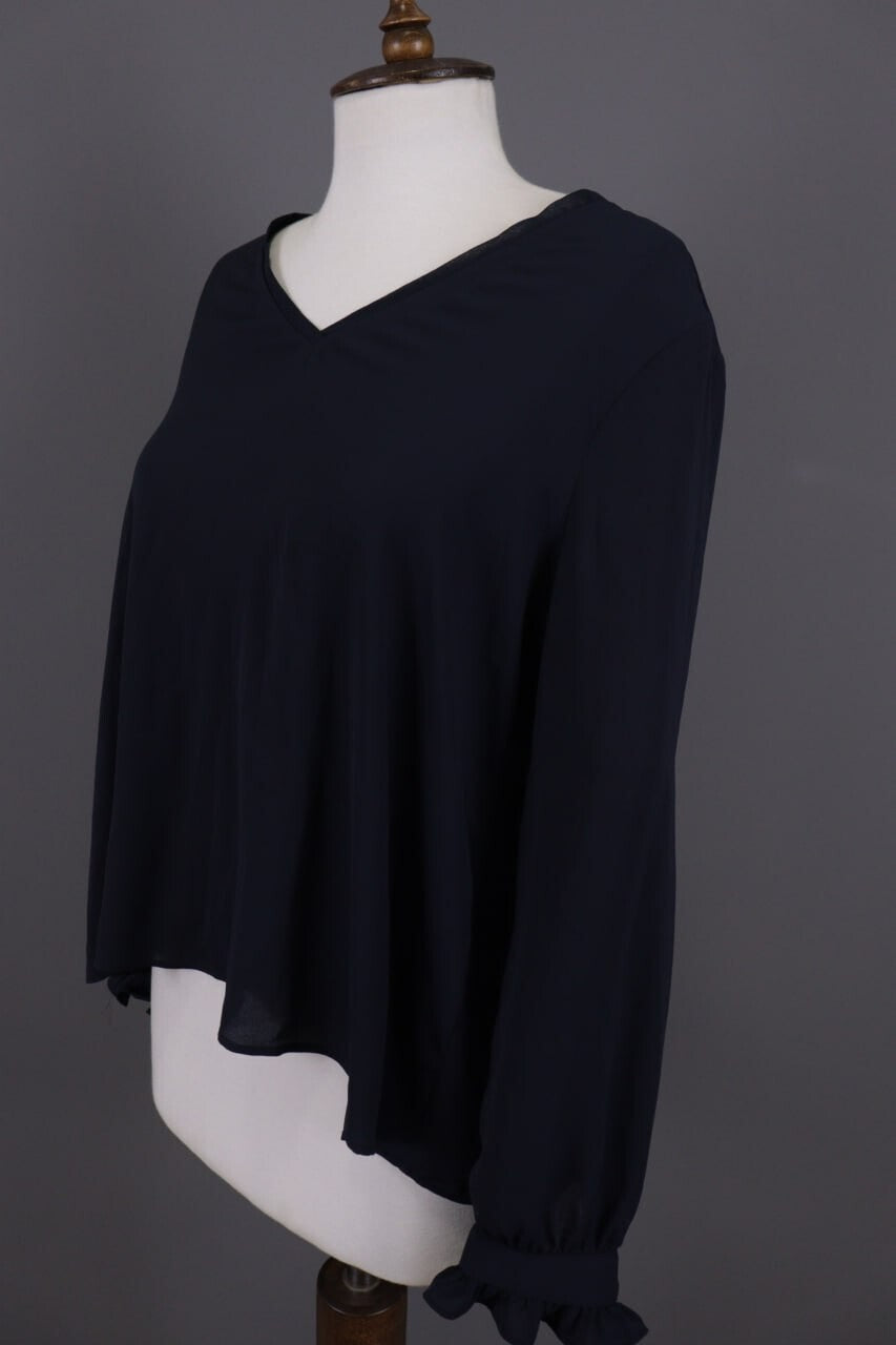 Claudie Pierlot Blue Long Sleeve V-Neck Lagenlook Blouse Shirt – Size 40