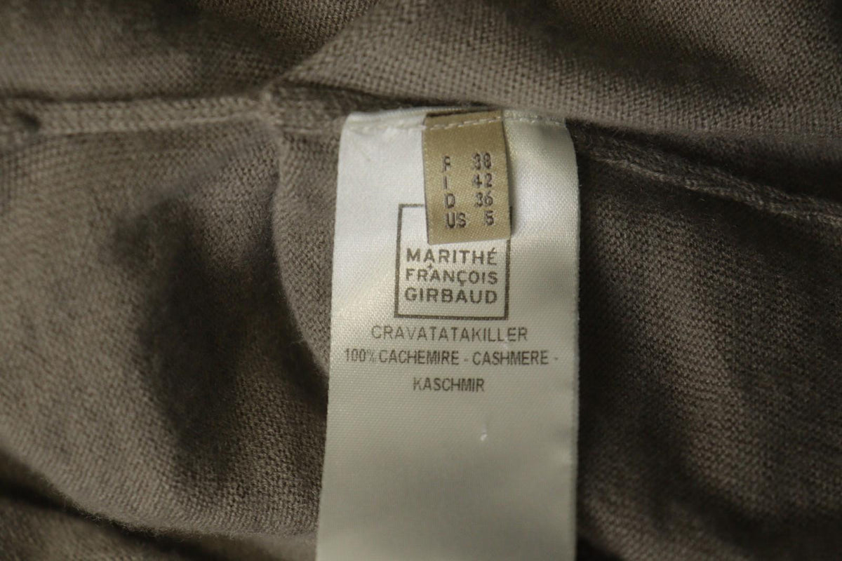 MARITHE FRANCOIS GIRBAUD Gray Cashmere Knit Button Front Cardigan Sweater Sz 38