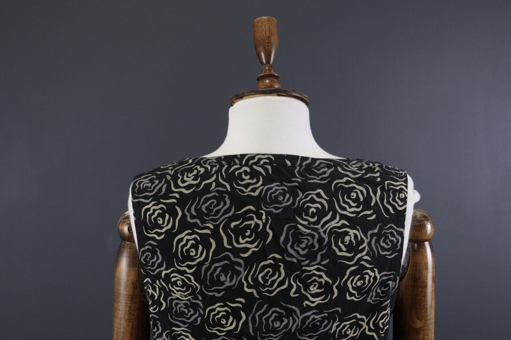 Deerberg by Oska Black Floral Summer Blouson Tunic Sleeveless Dress – Size L
