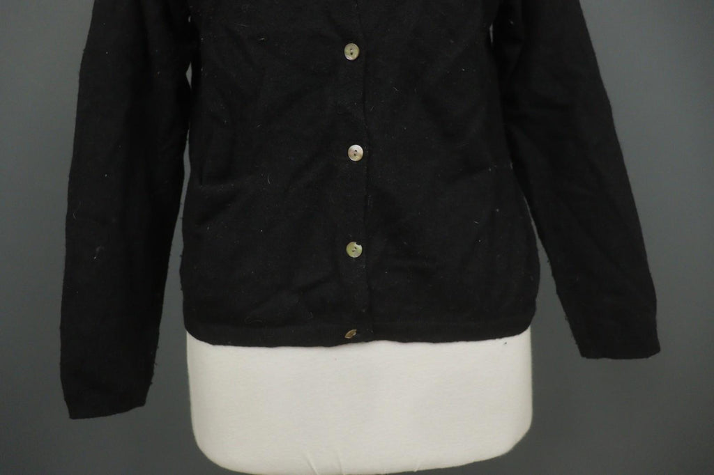 GUDRUN SJODEN Black 100% Wool Long Sleeve Button Front Cardigan Sweater – Size L