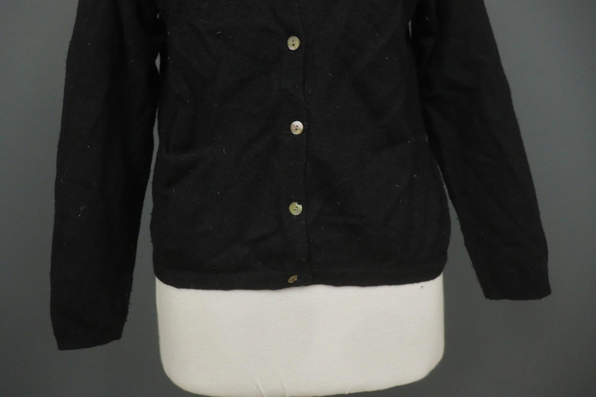 GUDRUN SJODEN Black 100% Wool Long Sleeve Button Front Cardigan Sweater – Size L