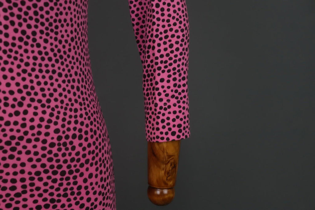 MARIMEKKO Pink Polka Dot Cotton Long Sleeve Scoop Neck Sheath Dress – Size S
