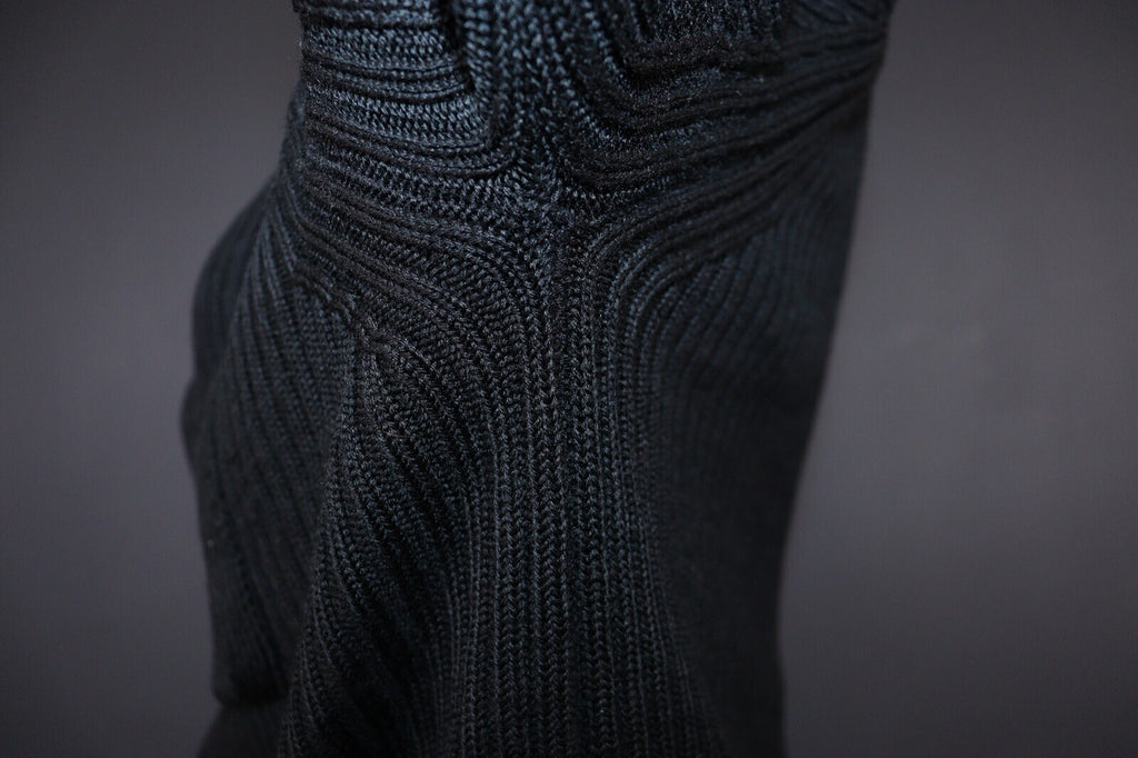 Kenzo Homme Black Vintage Merino Wool Full Zip Tight Knit Sweater – Size M