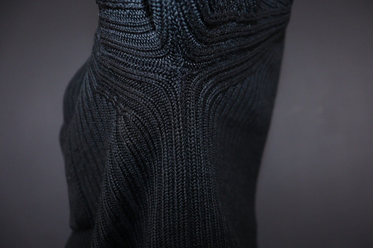 Kenzo Homme Black Vintage Merino Wool Full Zip Tight Knit Sweater – Size M