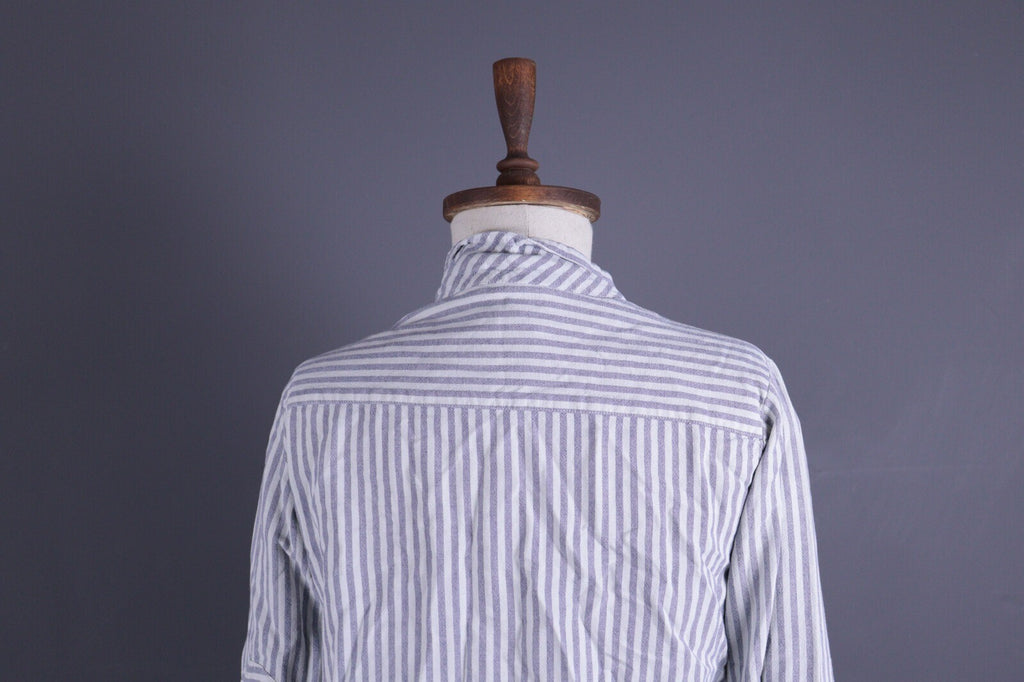 Toast White Linen Stripe Long Sleeve Relaxed Blouson Midi Dress – Size UK12 US8 M