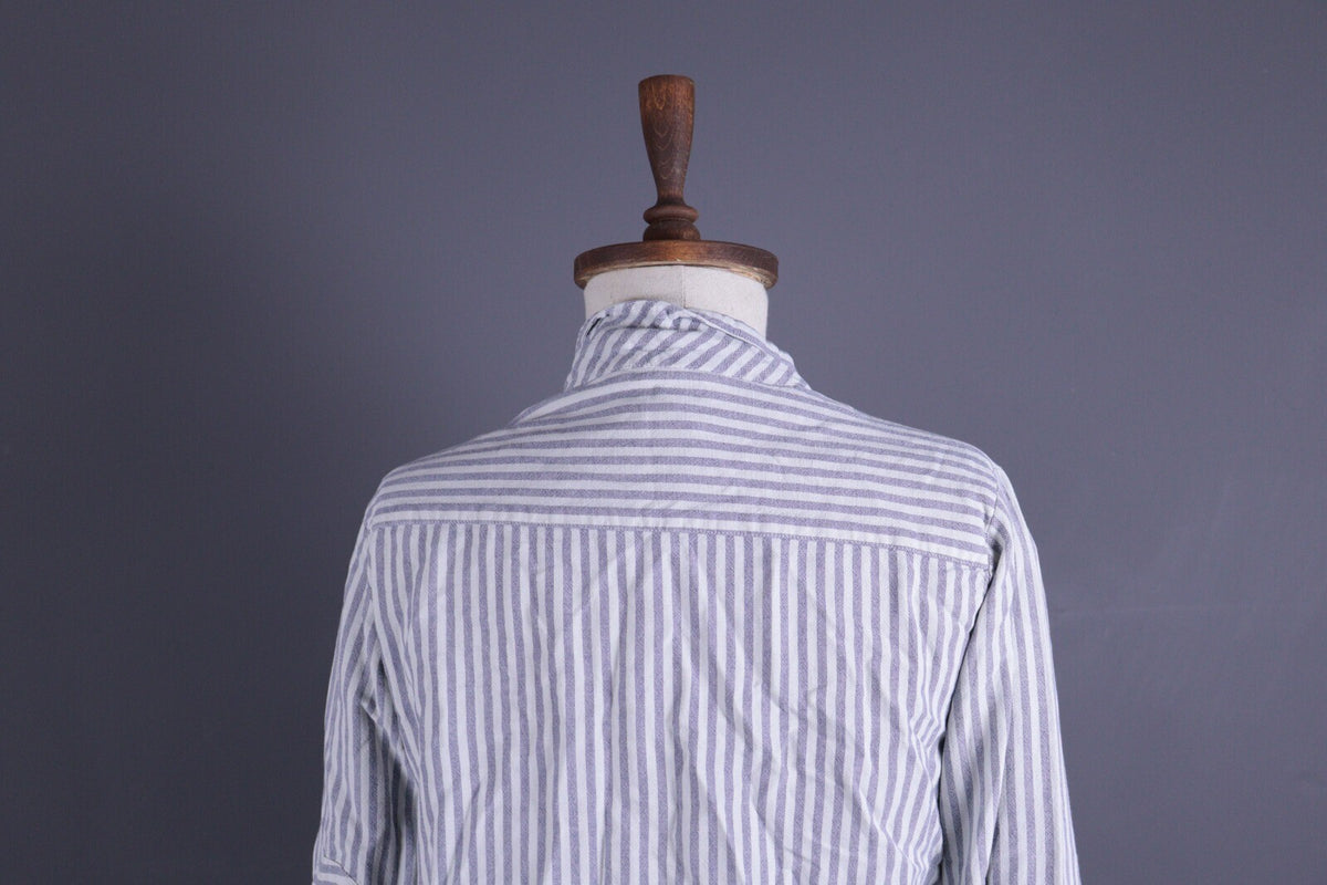 Toast White Linen Stripe Long Sleeve Relaxed Blouson Midi Dress – Size UK12 US8 M