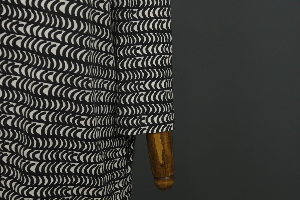MARIMEKKO PERETTA SESLONKI Black White Geometric Round Neck Tunic Dress S/M