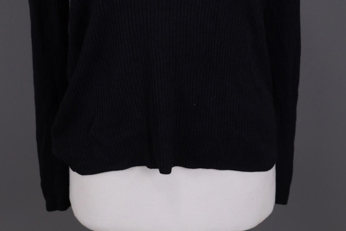 ANNETTE GORTZ Black Ribbed Cashmere Knit Cardigan Sweater – Size L