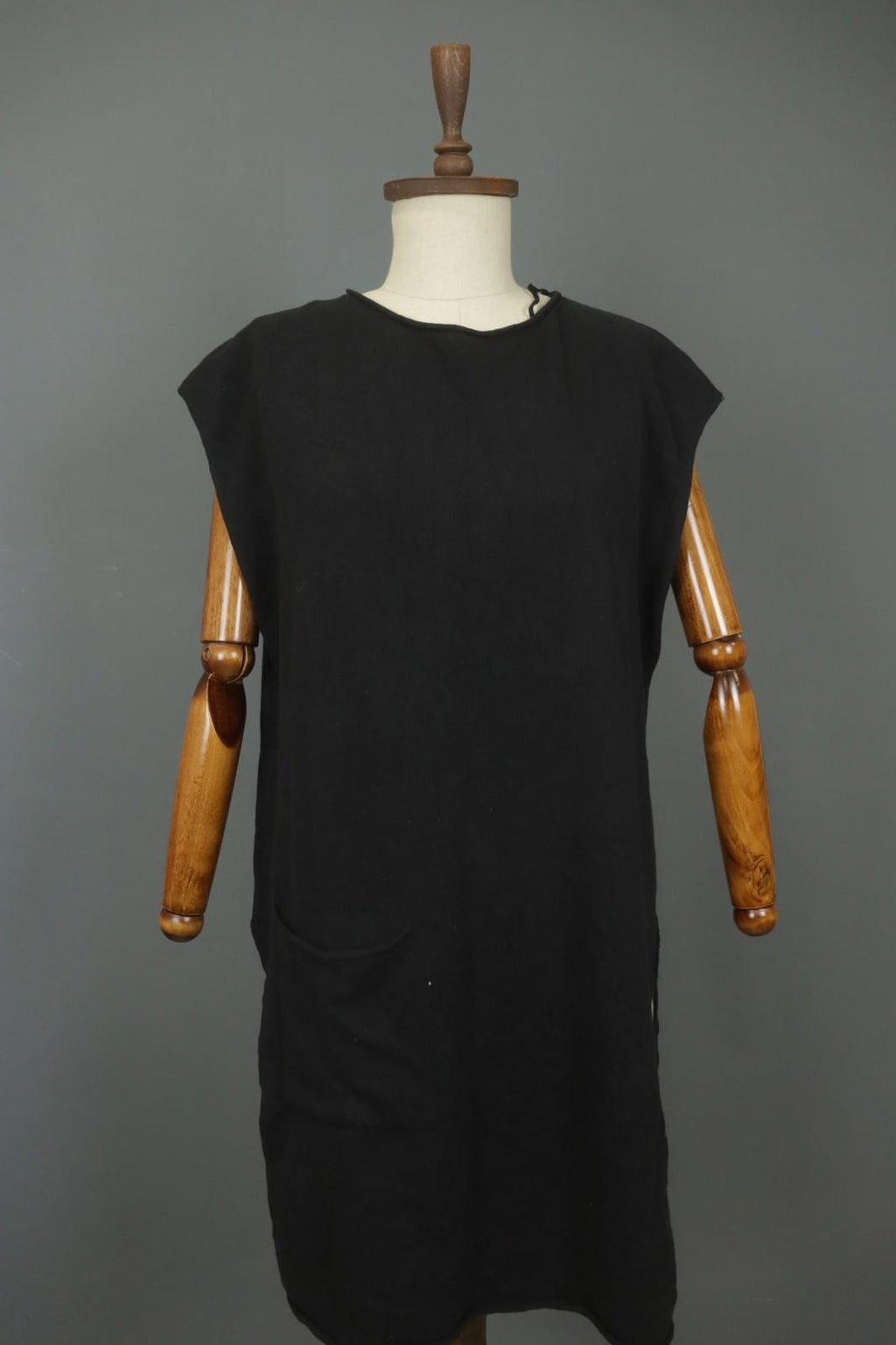 GUDRUN SJODEN Black 100% Cotton Cap Sleeve Crew Neck Pullover Shift Dress – Size M