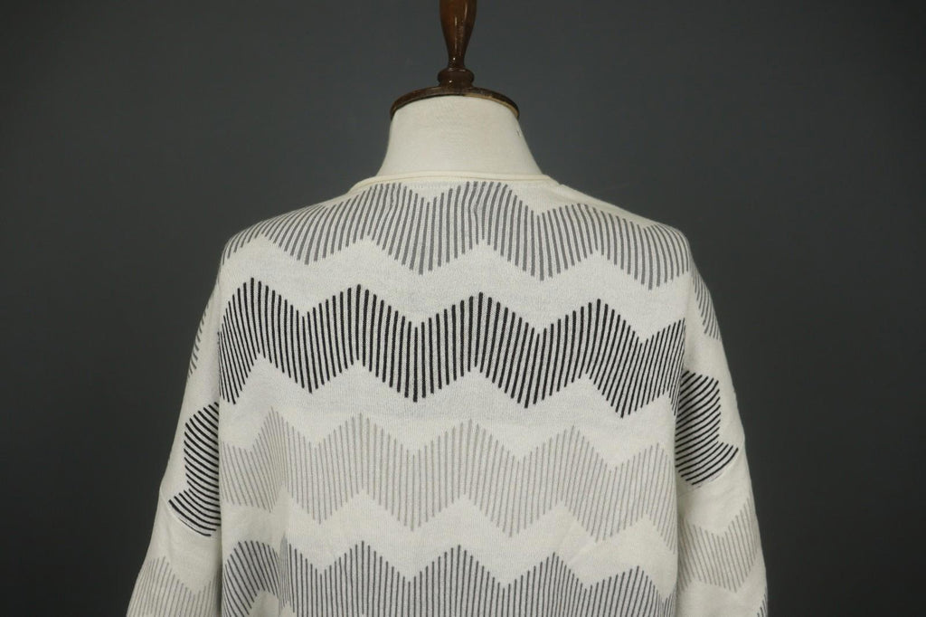 GUDRUN SJODEN Multi Herringbone Long Sleeve Round Neck Pullover Sweater – Size L