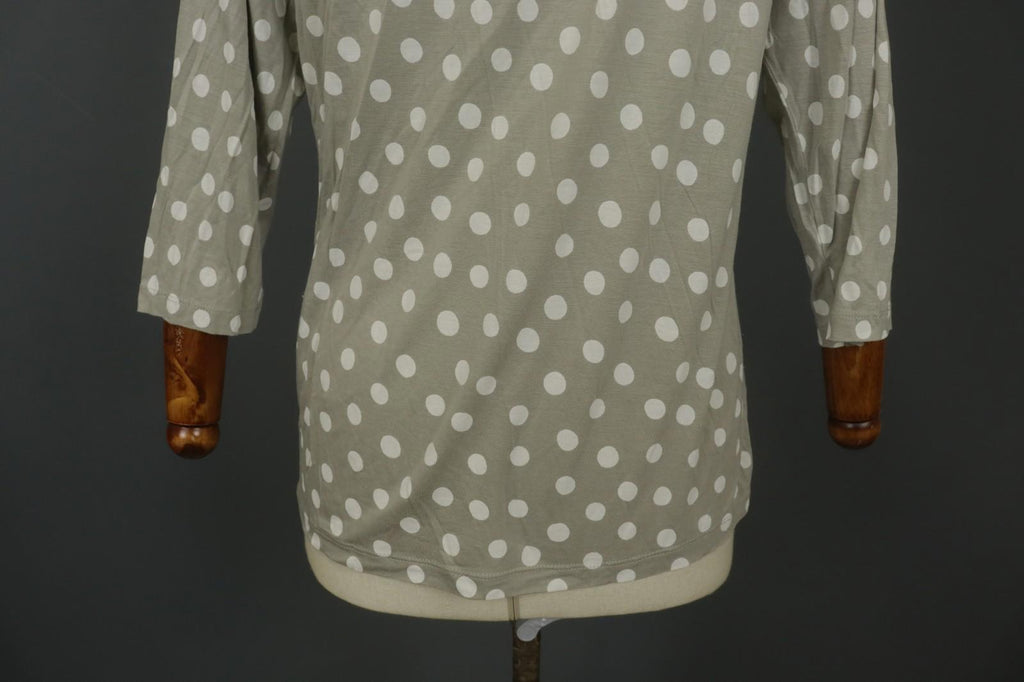 GUDRUN SJODEN Gray Polka Dot Lyocell Long Sleeve Round Neck Blouse Top – Size L
