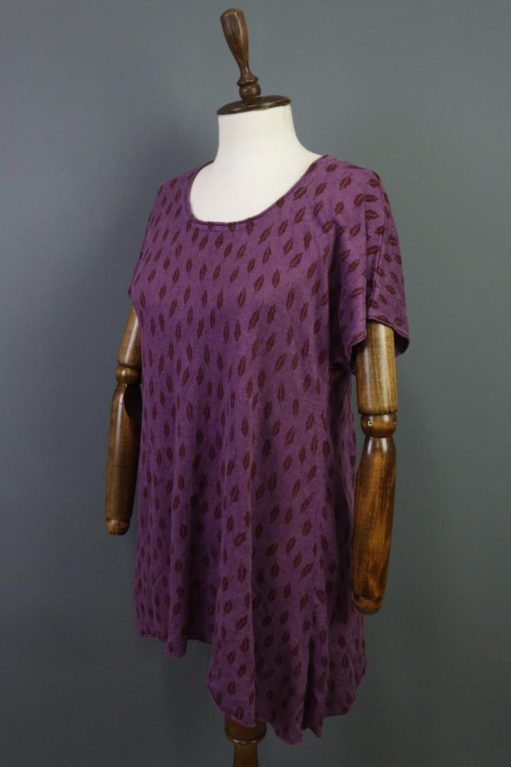 GUDRUN SJODEN Purple 100%Linen Round Neck Short Sleeve Sweater Dress – Size S