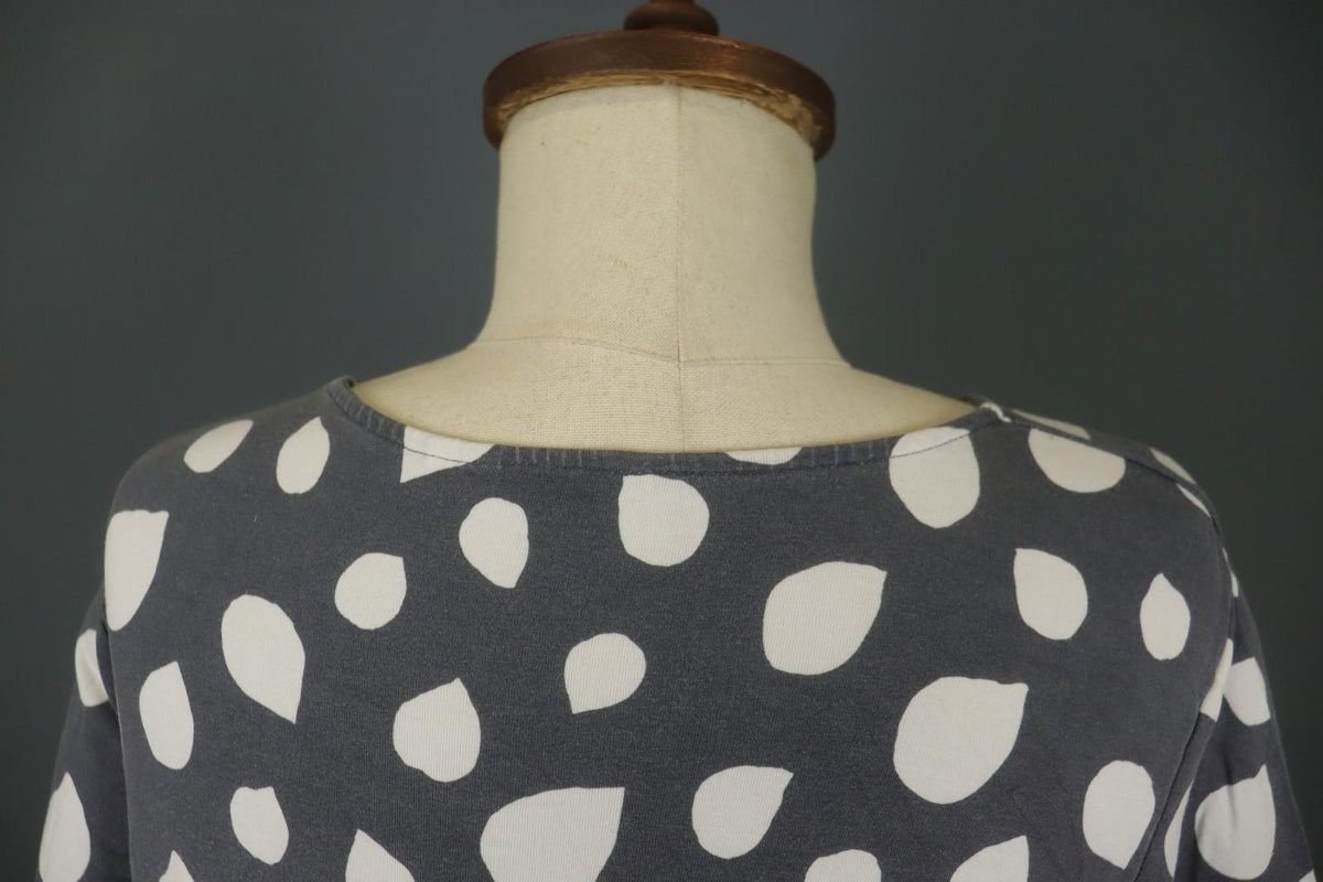 MARIMEKKO Gray White Polka Dot Viscose Long Sleeve Pullover Shift Dress – Size M