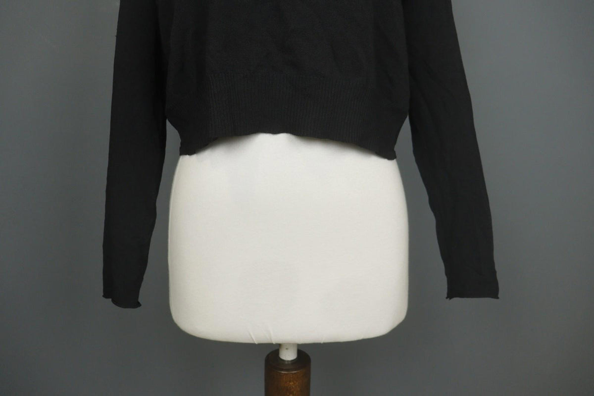SARAH PACINI Black & White Viscose Long Sleeve V-Neck Pullover Sweater – Size One