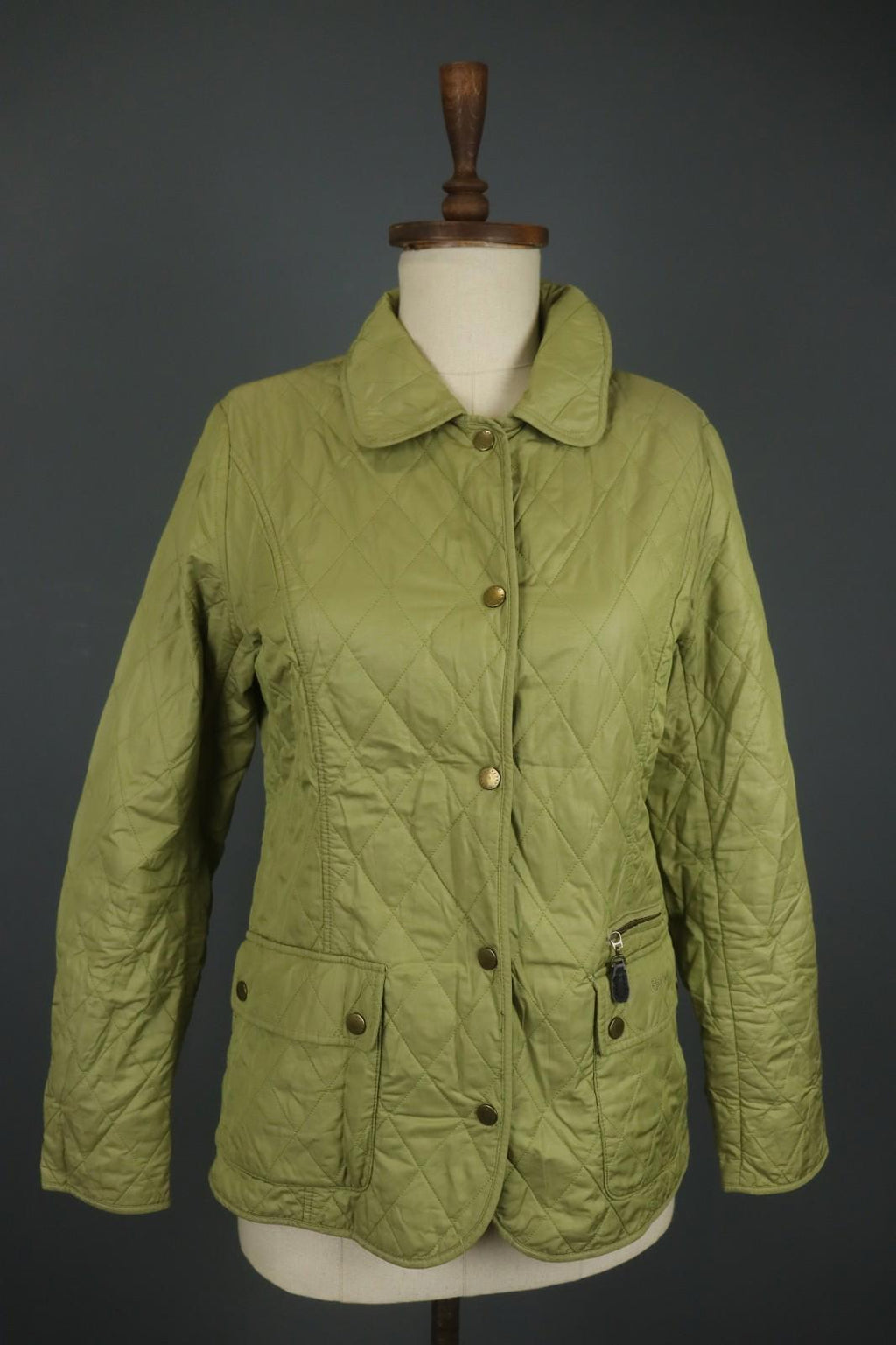BARBOUR Green Long Sleeve Collared Flap Pocket Snap Front Quilted Jacket – Size 38