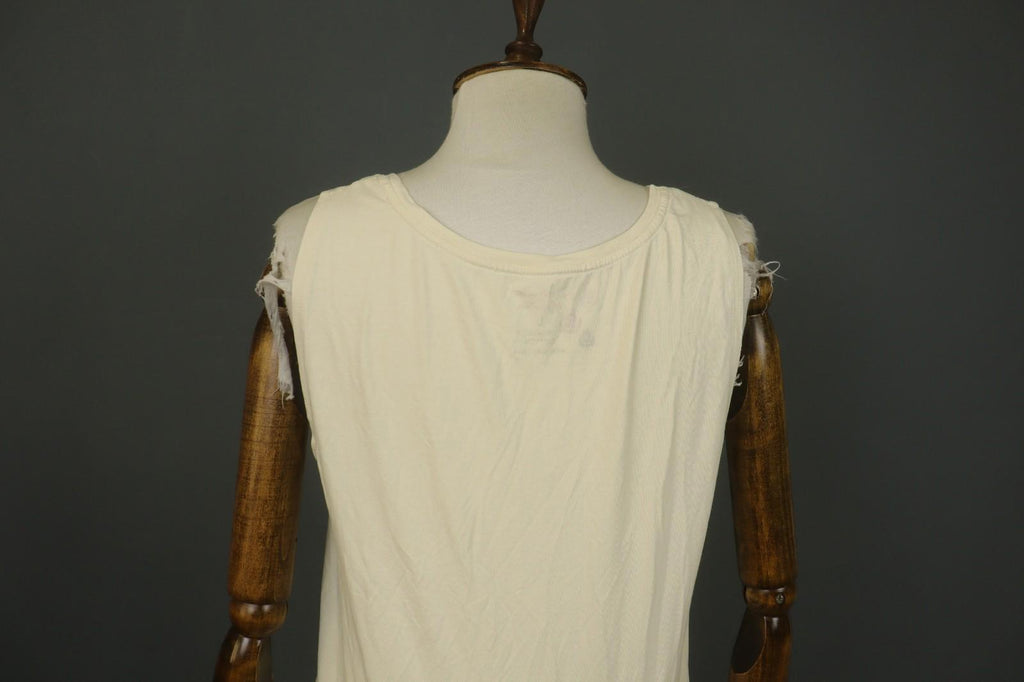 GUDRUN SJODEN White Organic Cotton Wide Straps Round Neck Pullover Tank Top Sz L