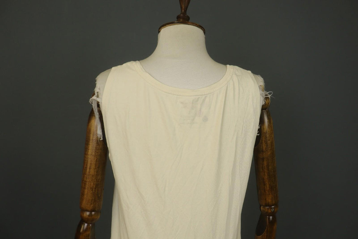 GUDRUN SJODEN White Organic Cotton Wide Straps Round Neck Pullover Tank Top Sz L