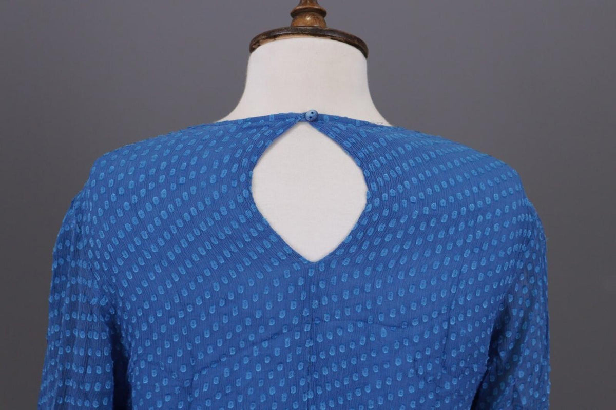GRIZAS Blue Silk Textured Lagenlook 3/4 Sleeve Blouse Tunic – Size XS
