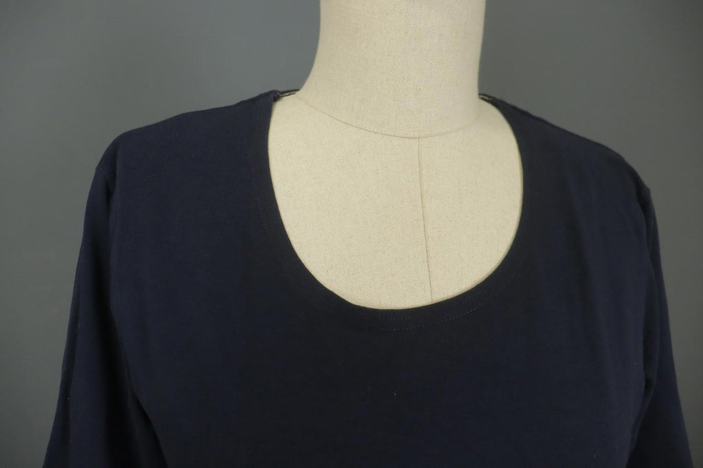 GUDRUN SJODEN Navy Cotton Long Sleeve Round Neck Pullover Blouse Top – Size L